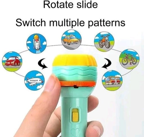 Magical Mini Projector Torch for Kids - 24 Patterns & 3 Slides (Educational Toy)