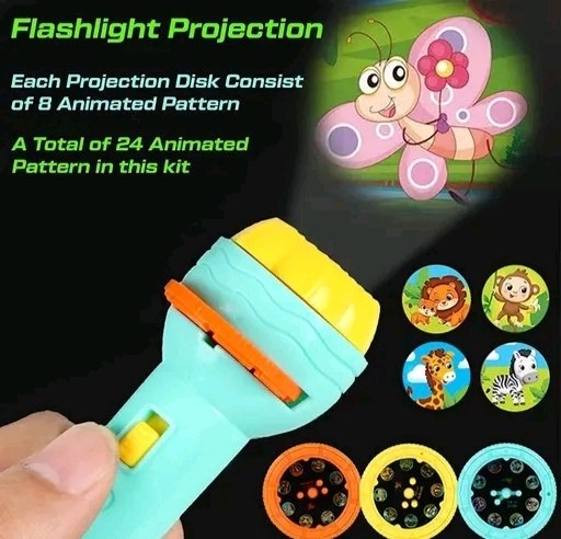Magical Mini Projector Torch for Kids - 24 Patterns & 3 Slides (Educational Toy)